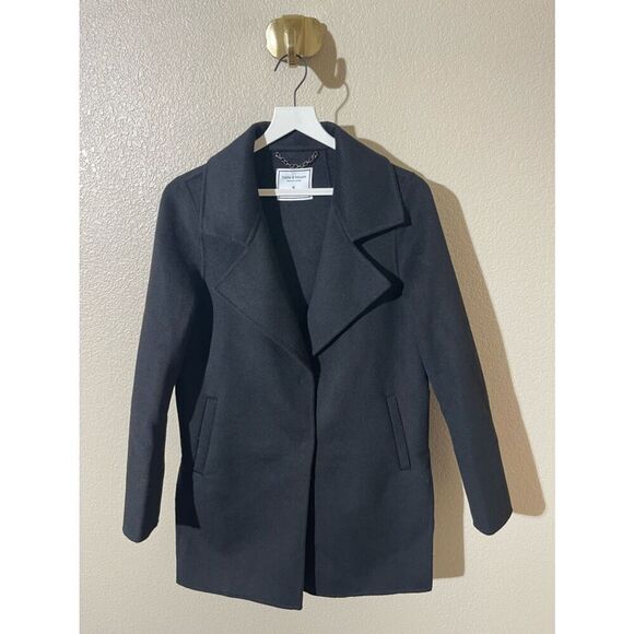 Belle & Bloom Jackets & Blazers - Belle & Bloom Women's Black Peacoat with Classic Notch Lapel